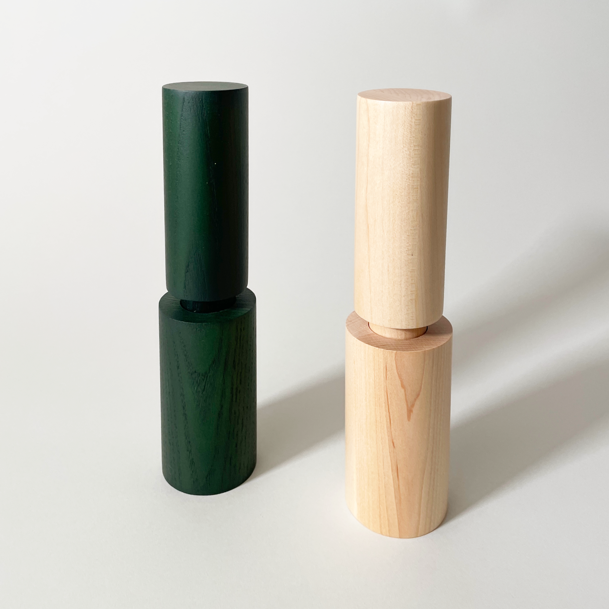 Aaron Probyn American Maple Salt Mill & Green-Stained Ash Wood Pepper Mill