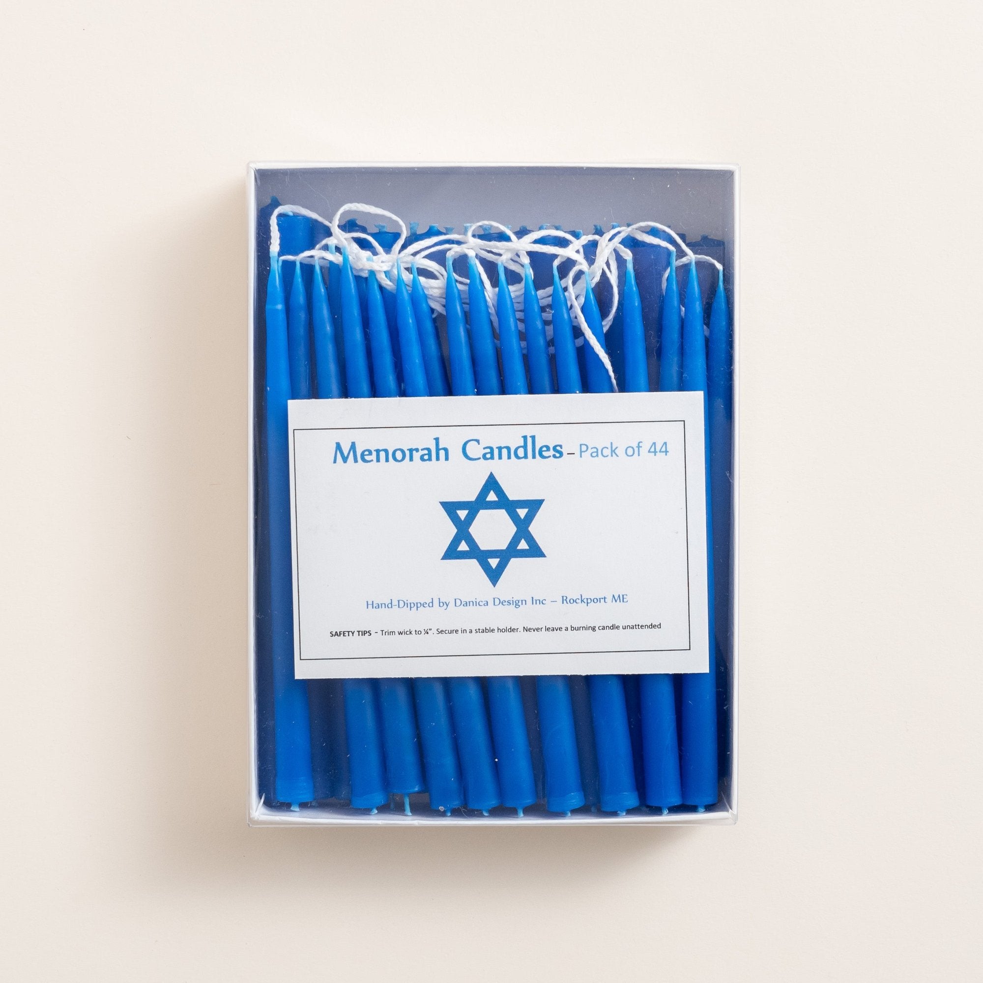 Danica Design Hand-Dipped Blue Menorah Candles, Box of 44