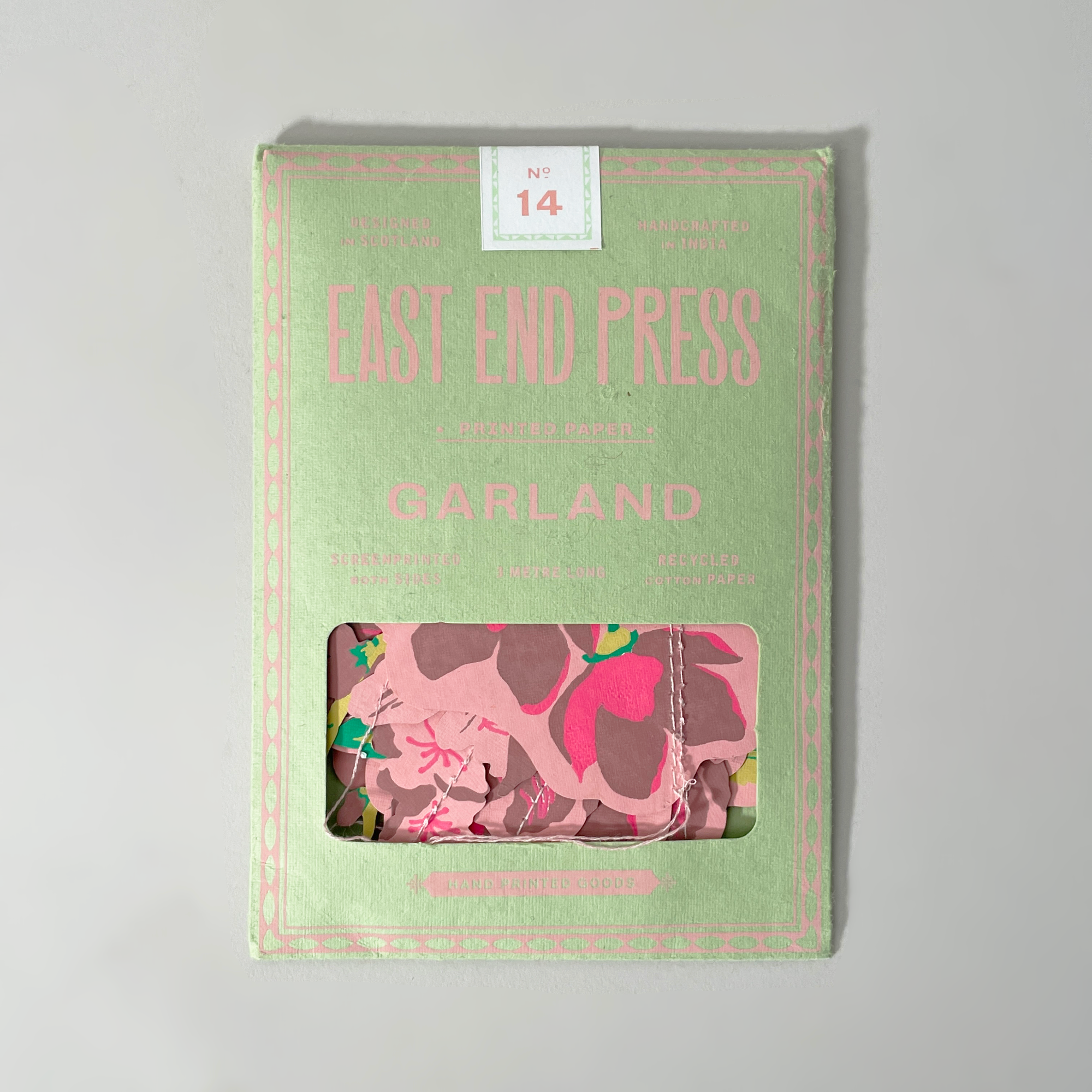 East End Press Blossoms Sewn Paper Garland – Hand-Screen Printed