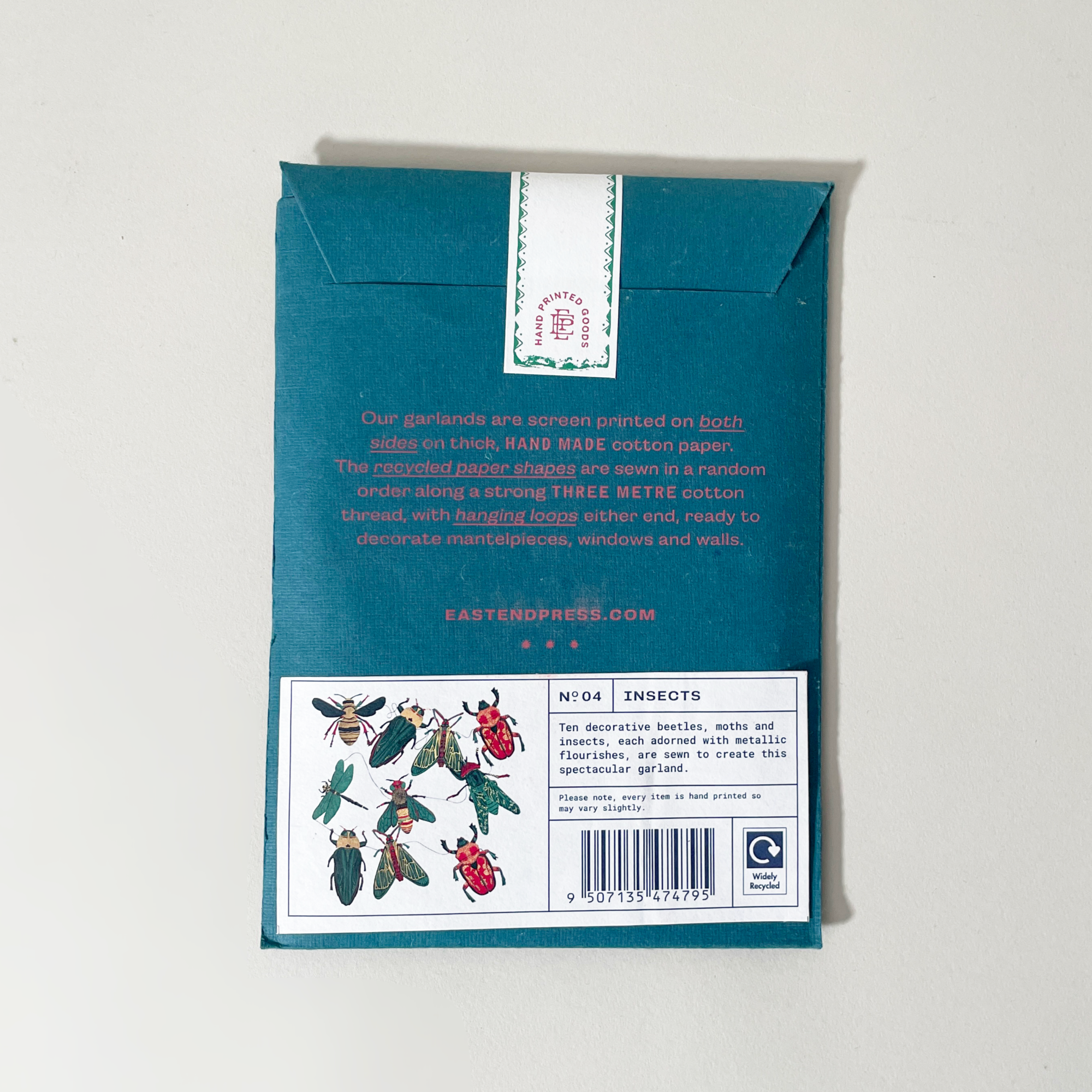 East End Press Insects Sewn Paper Garland - Hand Screen-Printed