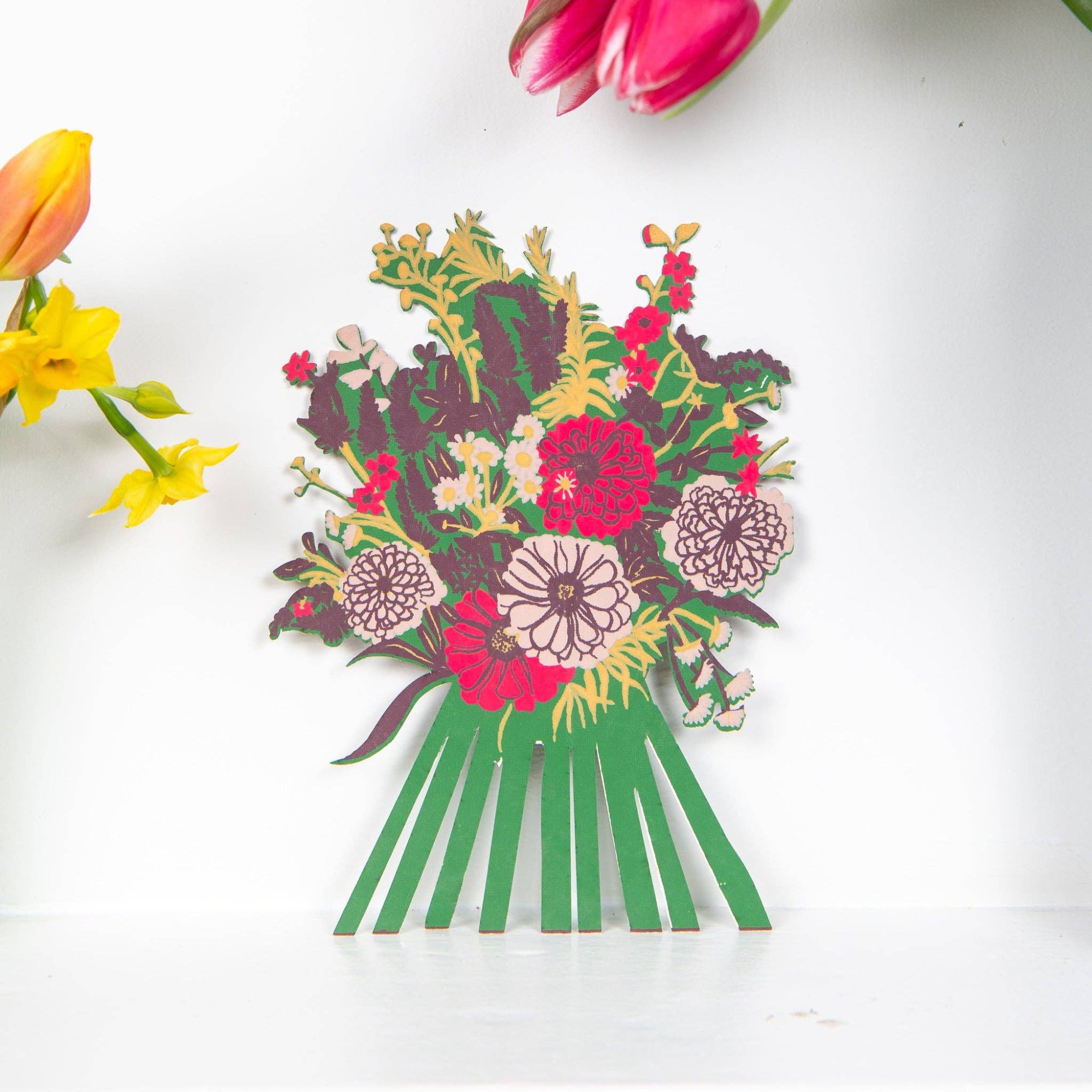 East End Press Screen Printed Bouquet Greeting Card - Recycled Paper - Front