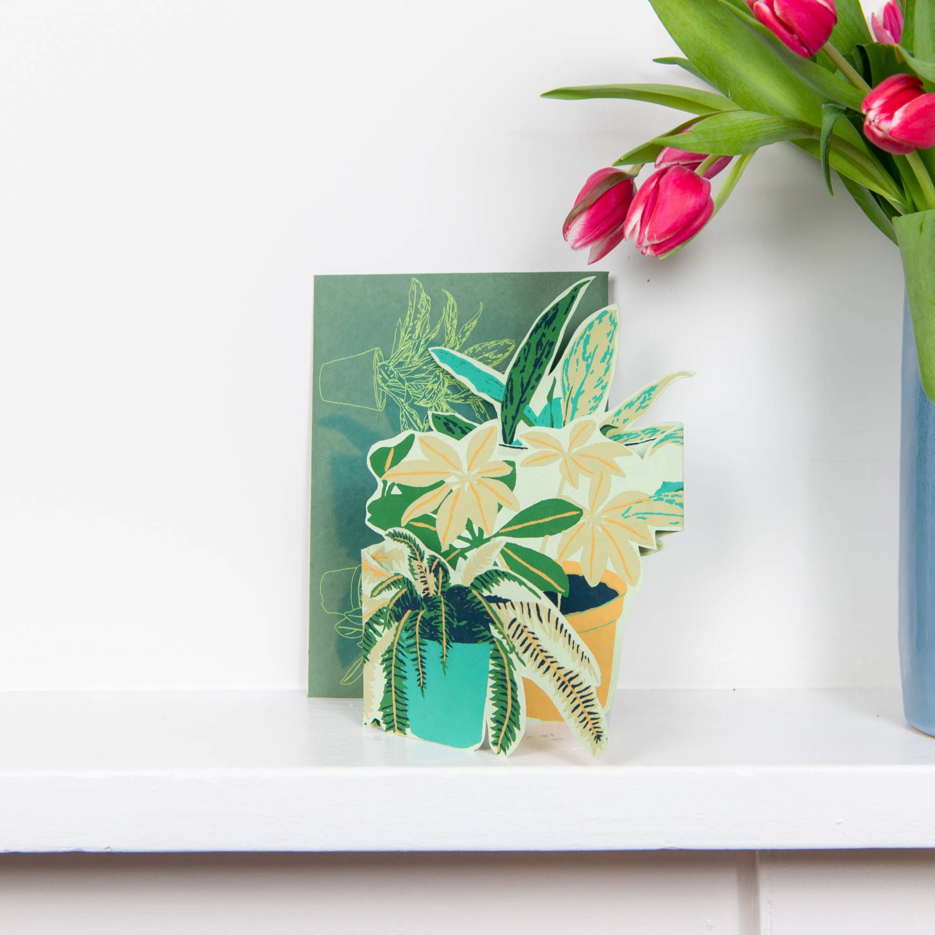 East End Press Screen Printed Plant Pot Concertina Greeting Card