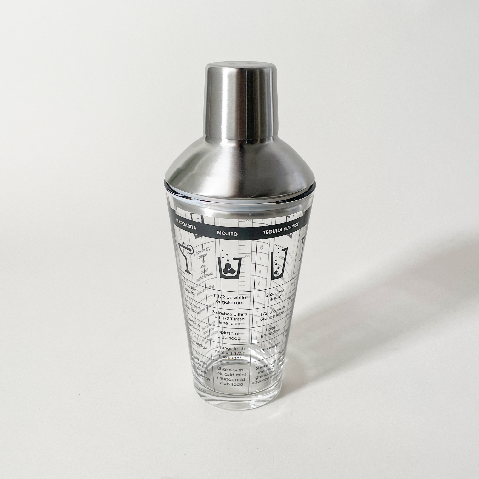 Fox Run Brands Graphic Glass Cocktail Shaker – 12oz, Measurement Marks