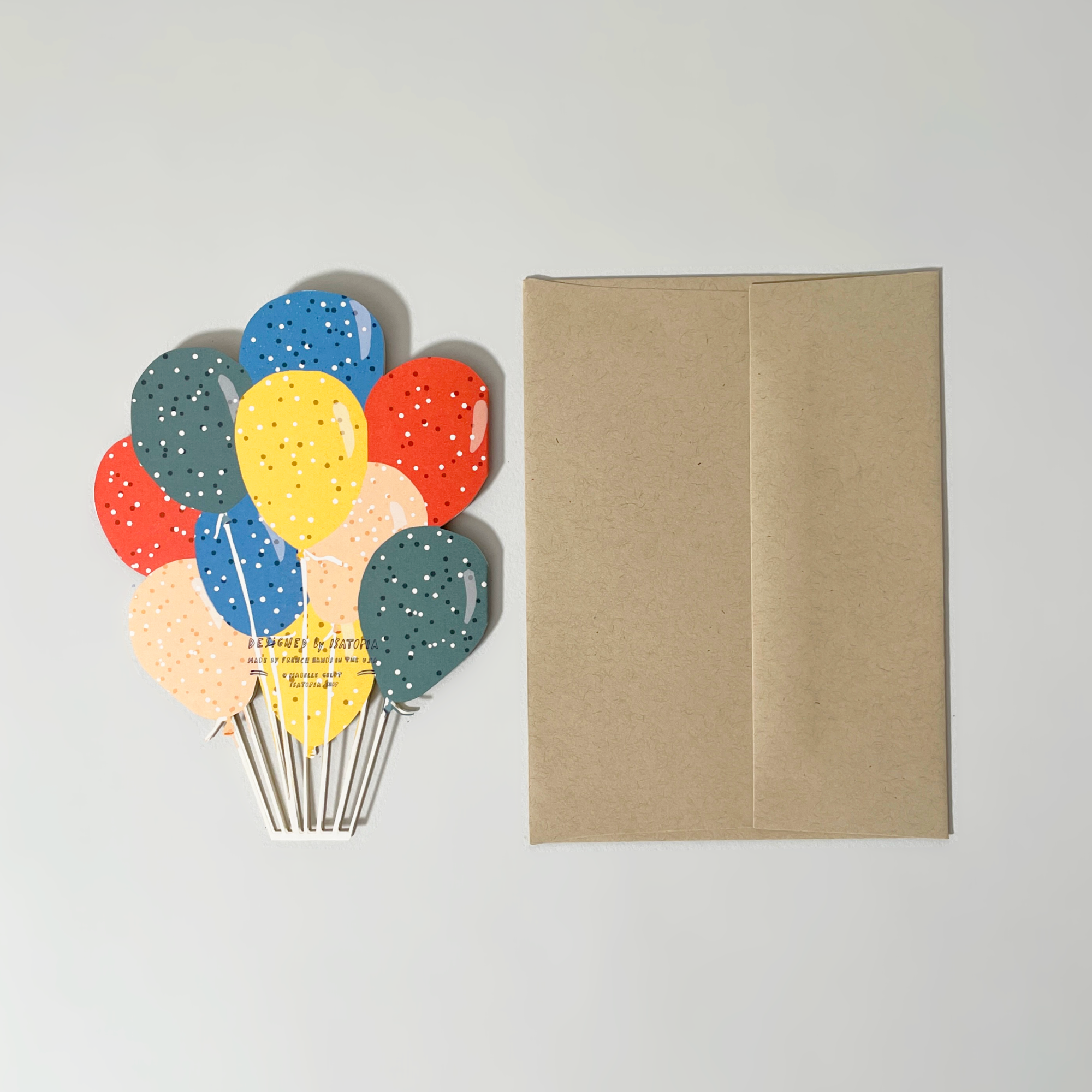 Isatopia Party Balloons Die-Cut Greeting Card & Envelope