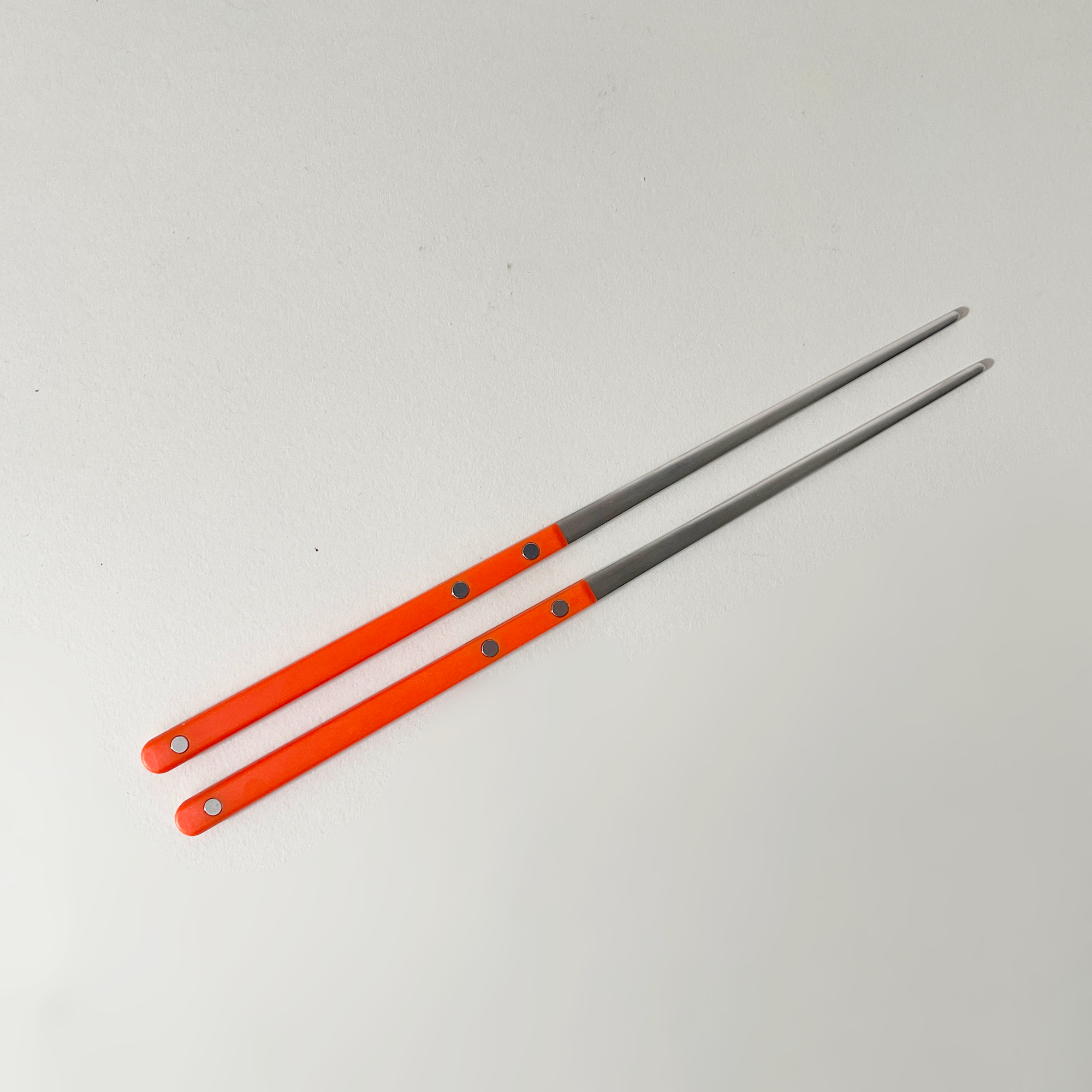 Korea Table Stainless Steel Chopsticks with Colored Acrylic Handles - Orange
