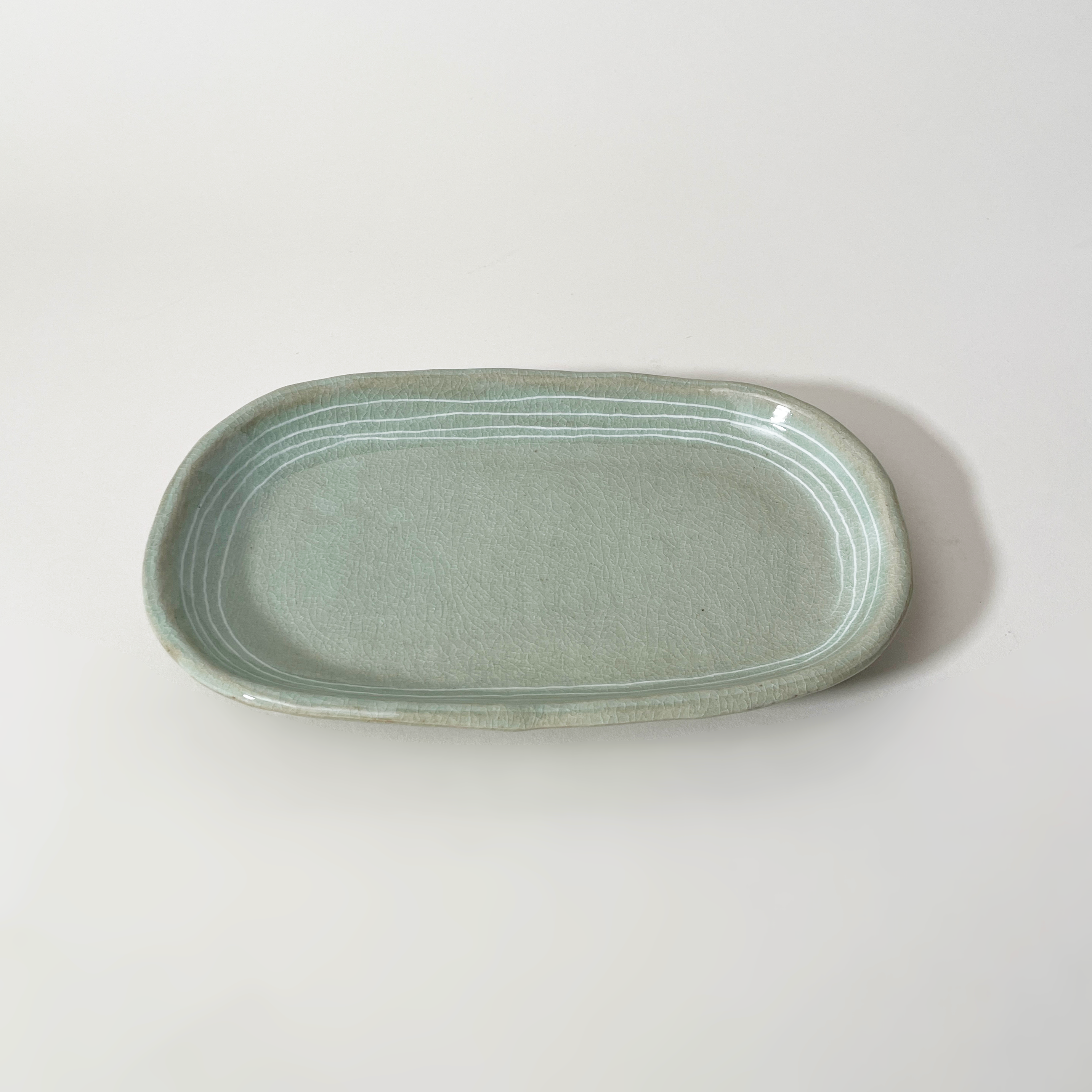 LAKOLE Japanese Ceramic Mino Ware Large Oval Plate, Gray