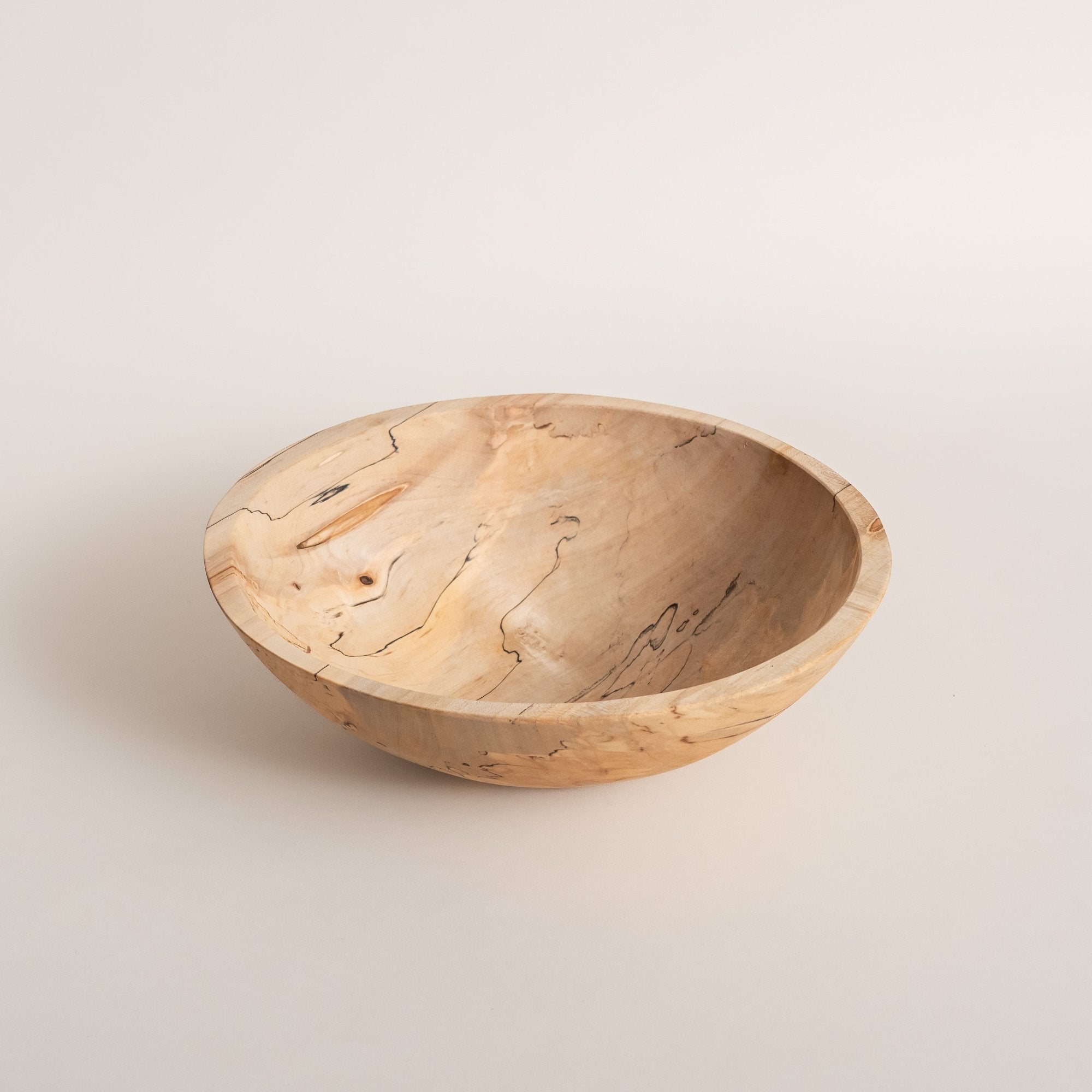 Peterman's Boards & Bowls Spalted Maple Turned Wood Salad Bowls, Small 13"
