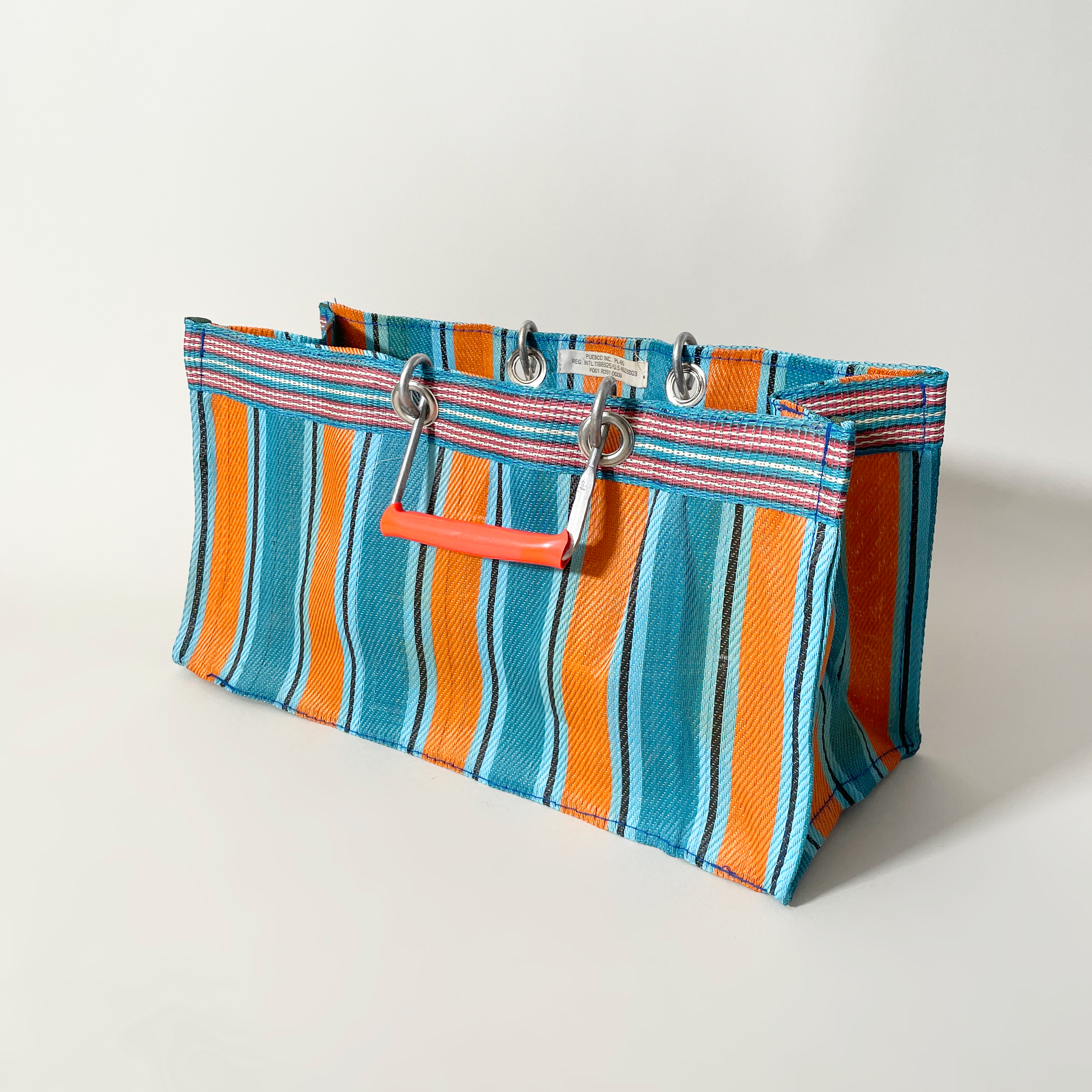 Puebco Striped Recycled Plastic Handle Tote, Blue & Orange