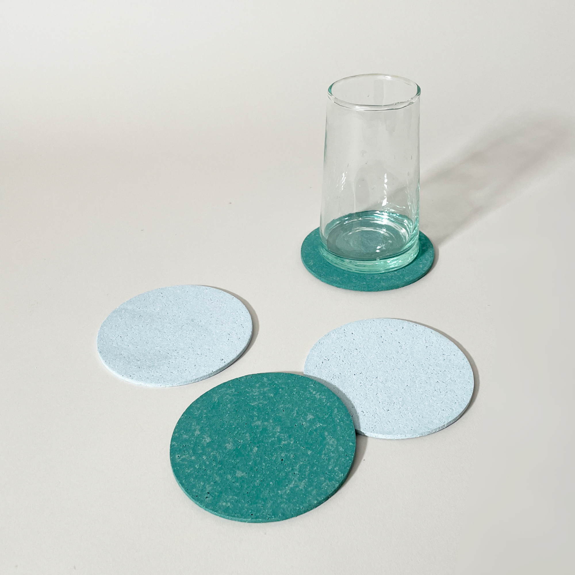 Tortuga Forma Cosmos Coaster Set, Pool - Durable Recycled Rubber