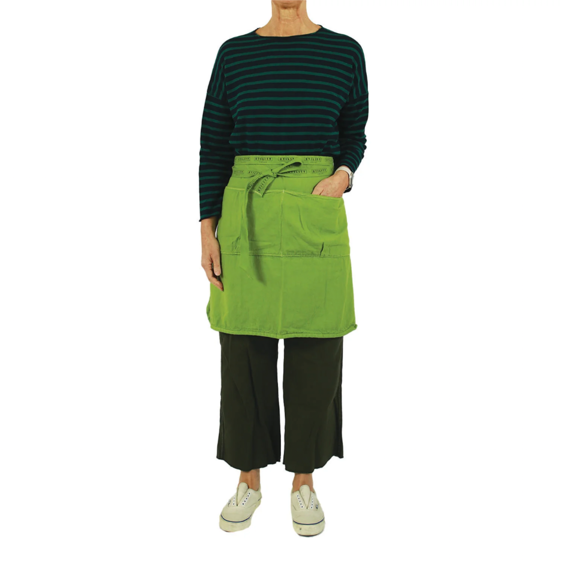 Utility Canvas Leaf Green Half Apron – Garment-Dyed with 5 Pockets