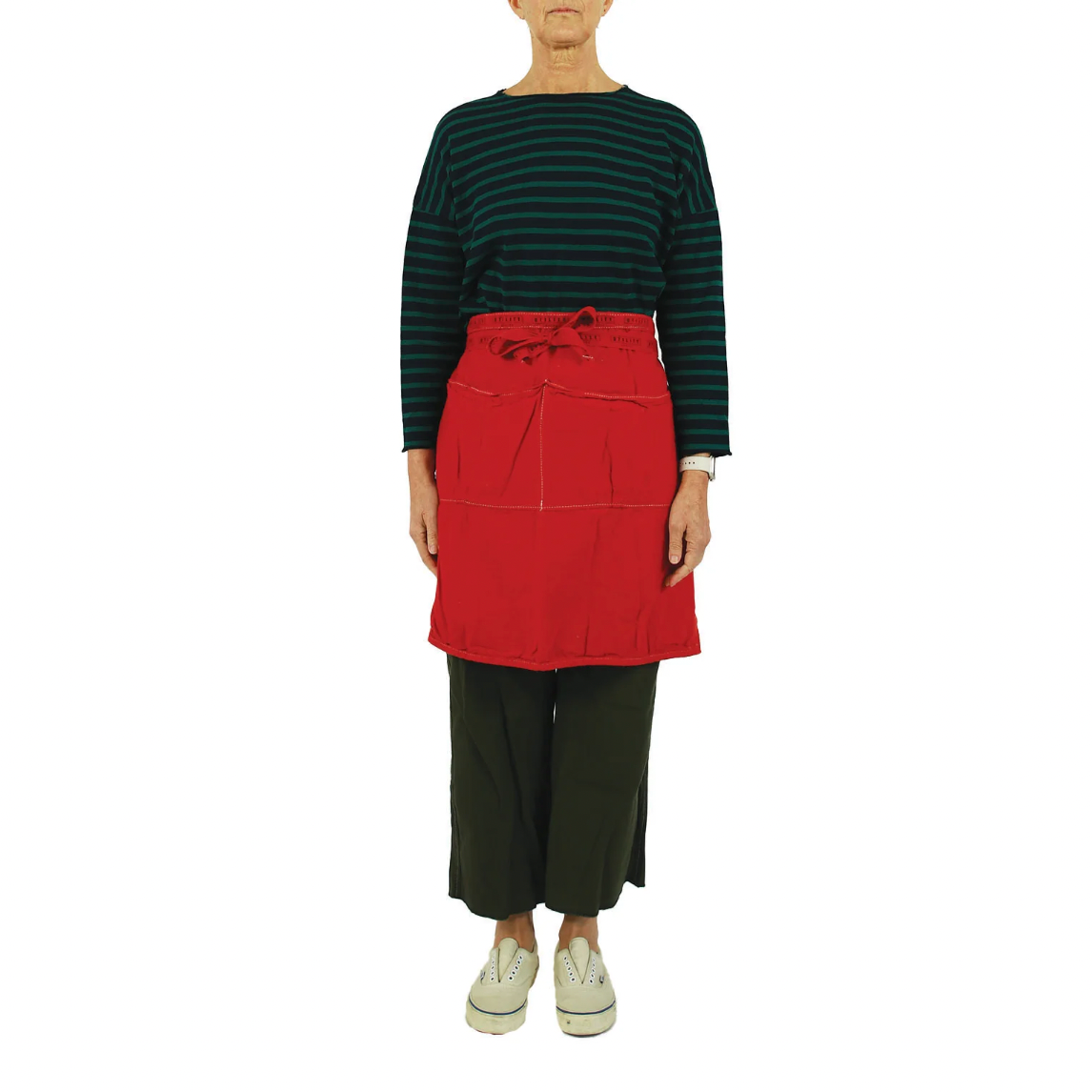 Utility Canvas Red Half Apron – Garment-Dyed with 5 Pockets
