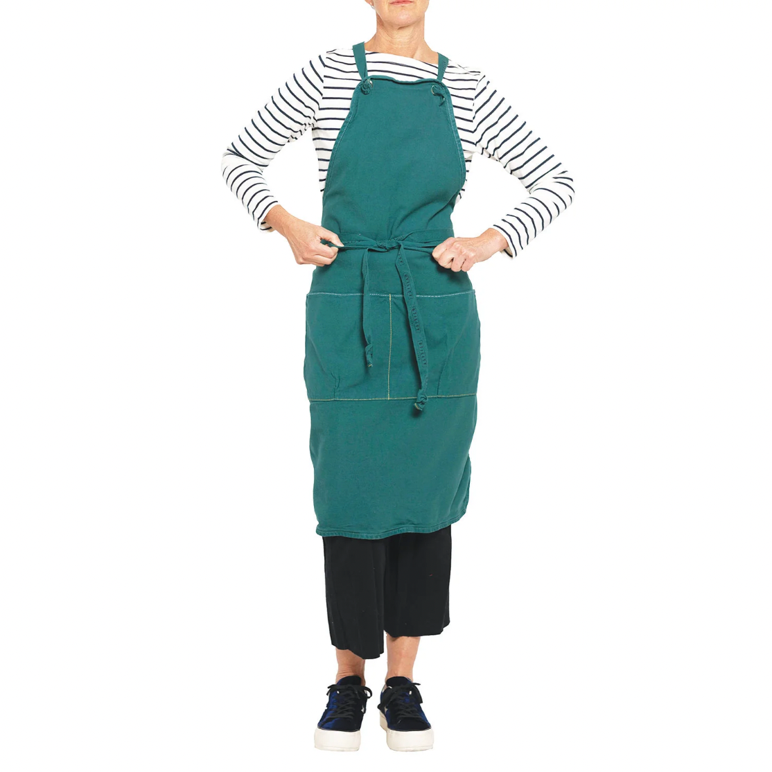 Utility Canvas Teal Full Apron – Garment-Dyed with 5 Pockets