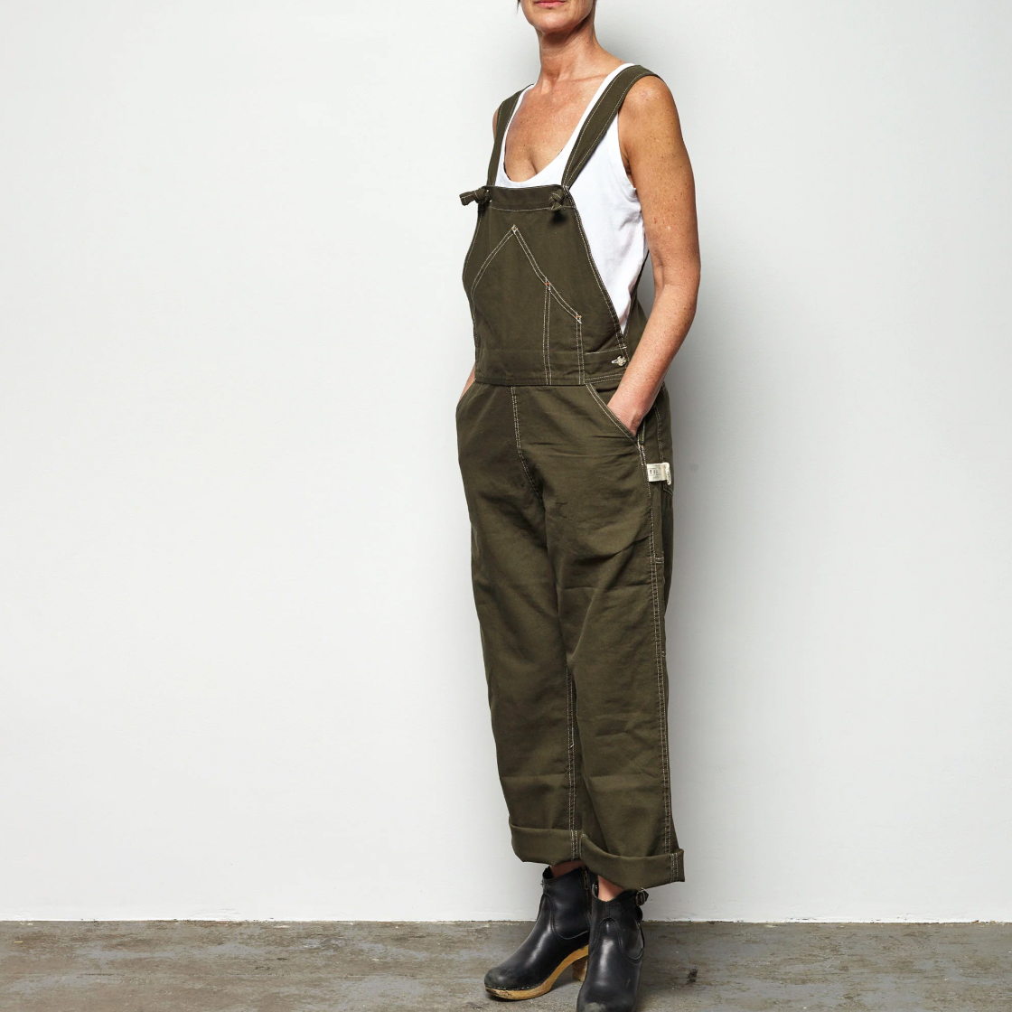 Utility Canvas Unisex Olive Overalls – Durable, Pre-Shrunk Cotton Canvas