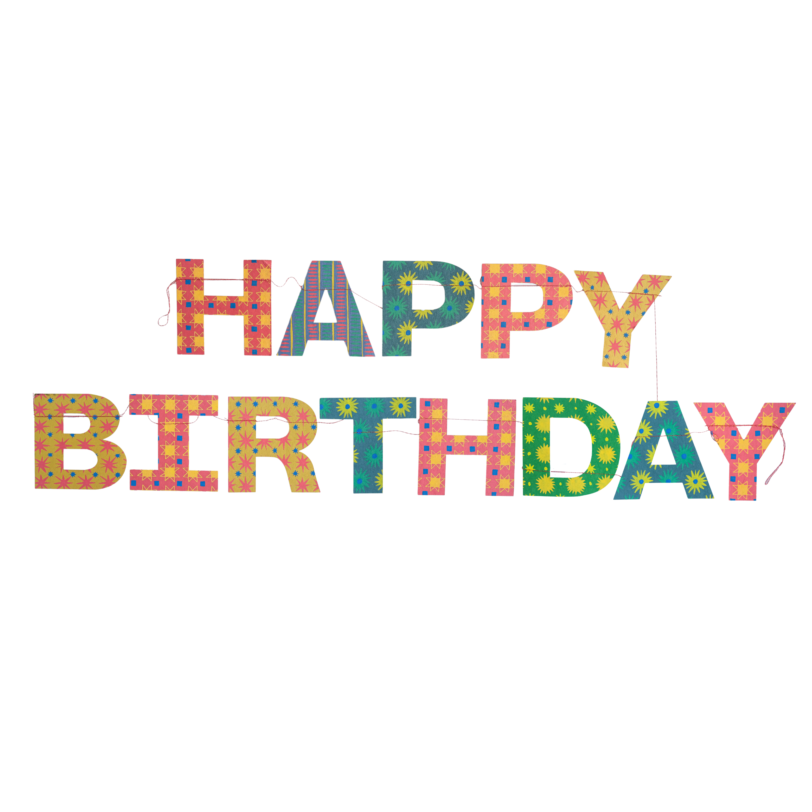 "Happy Birthday" Sewn Paper Garland