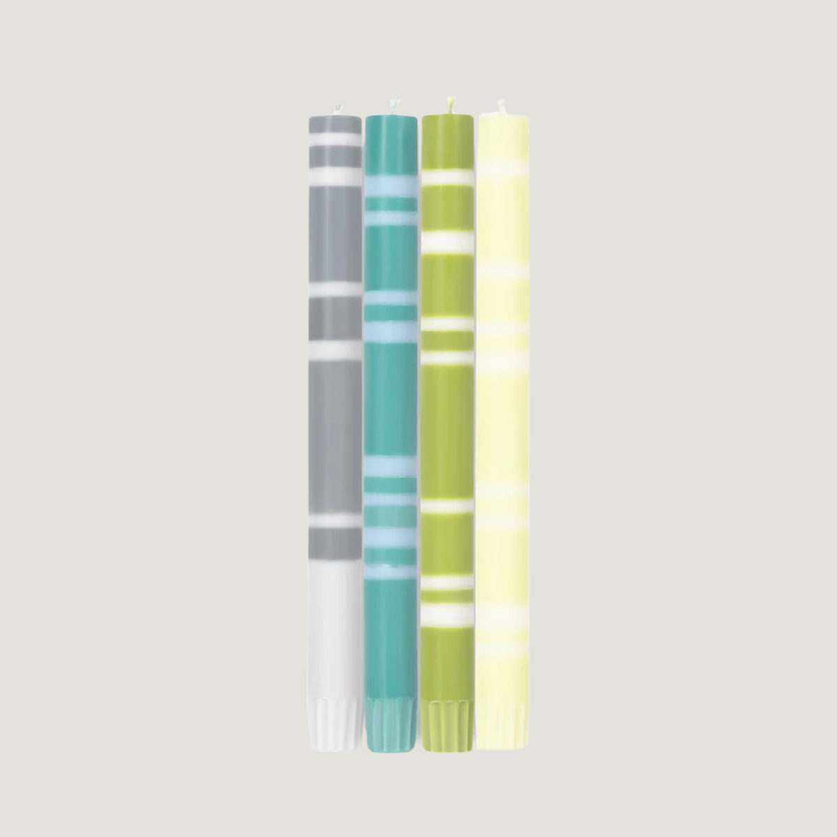 Striped Dinner Candle, Mixed Set of 4