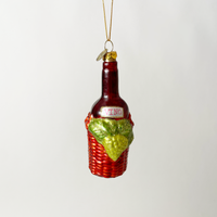 Red Wine Bottle Blown Glass Ornament