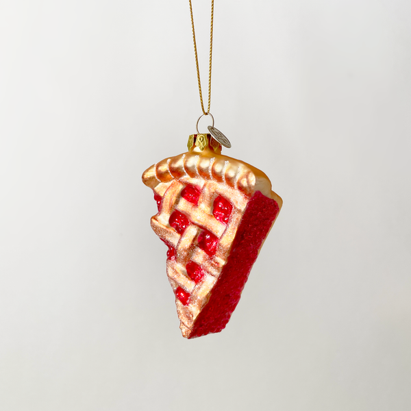 Cherry Pie Slice Blown Glass Ornament