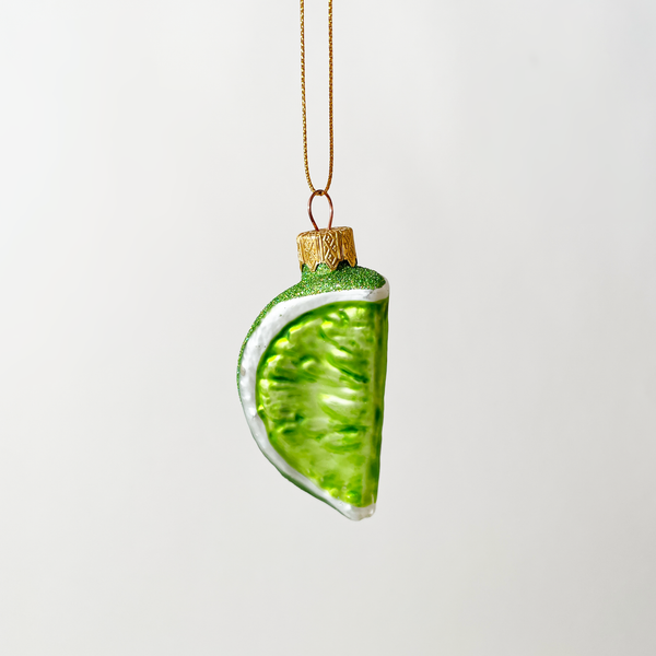 Lime Wedge Blown Glass Ornament