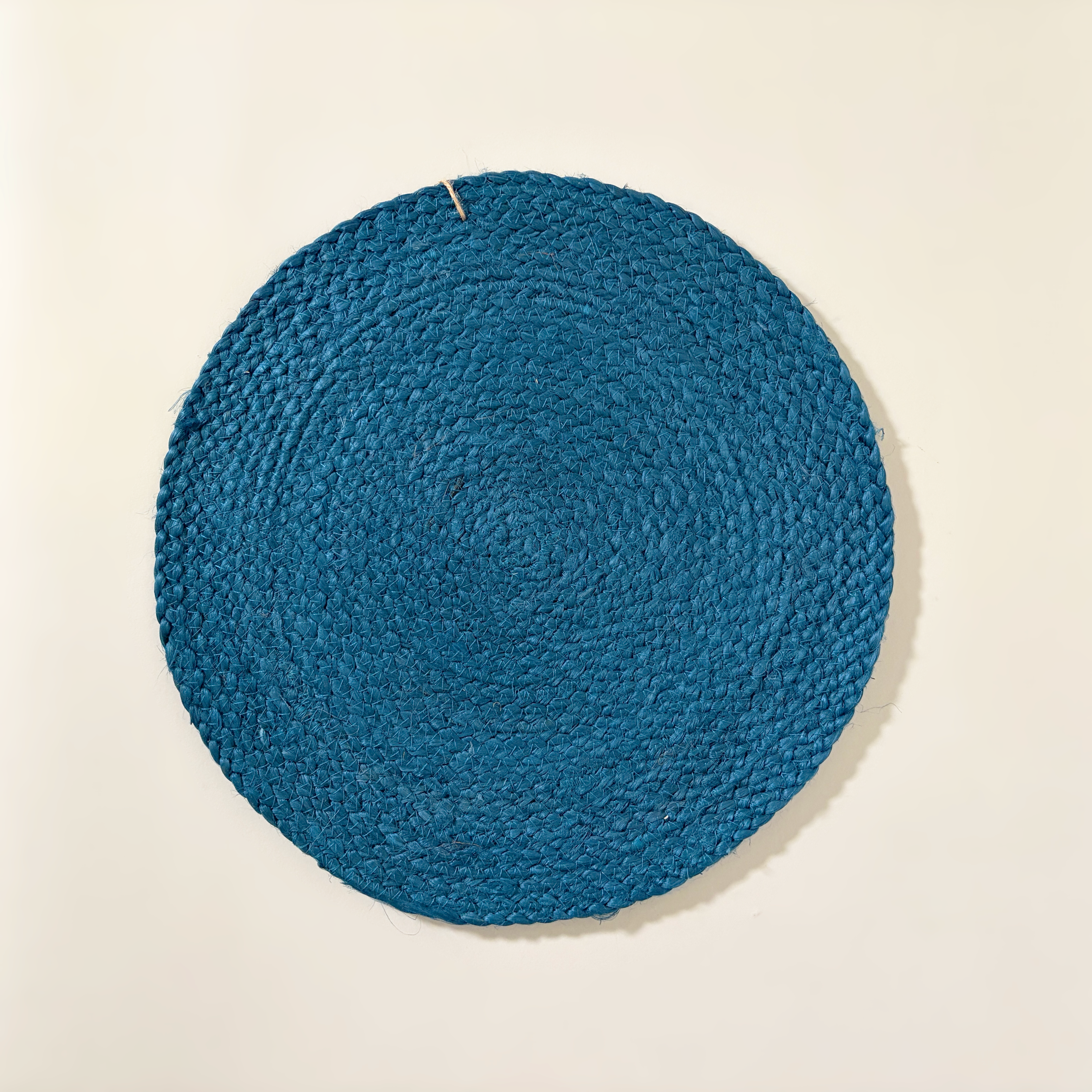 Petrol Blue 15" Round Jute Placemats, Set of 2