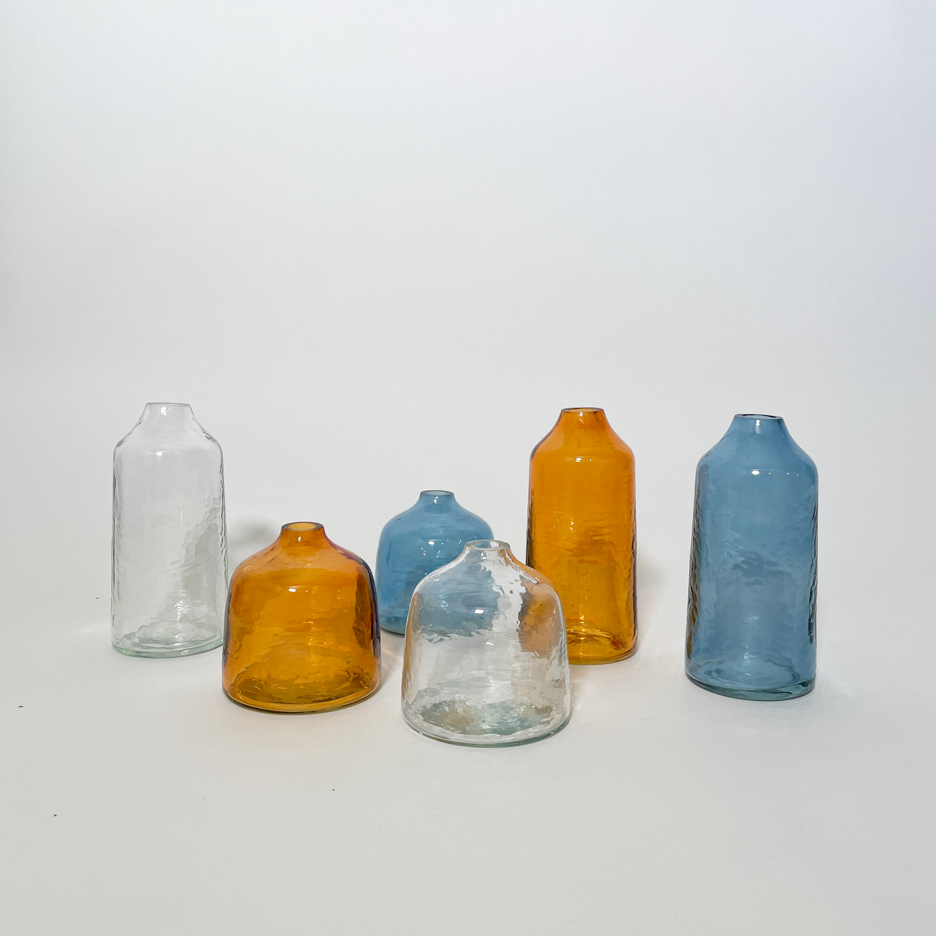 Handblown Hammered Glass Bud Vase, Short