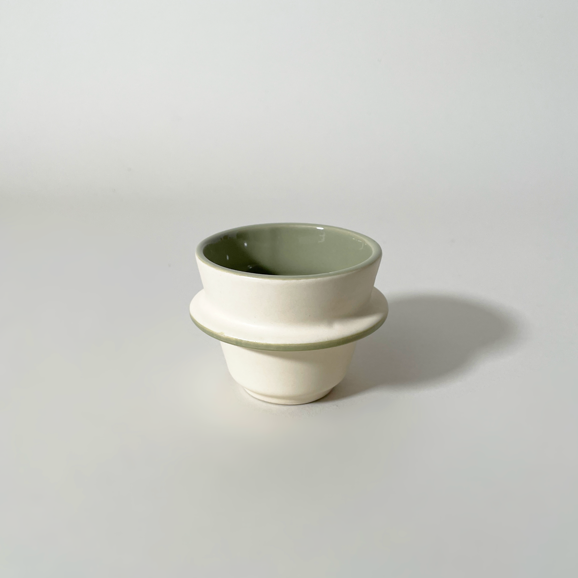 Casa Amarosa Ceramic Espresso Cups – Handmade & Stackable - Sage & White
