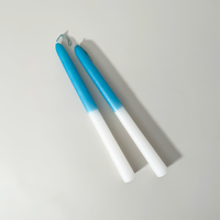 Cometa Home Colorful Two-Tone Taper Candles, Set of 2, Aqua & White