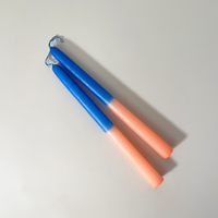 Cometa Home Colorful Two-Tone Taper Candles, Set of 2, Ultramarine & Blush