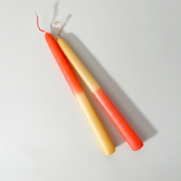 Cometa Home Reverse Two-Tone Taper Candles, Set of 2, Coral & Sand