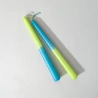 Cometa Home Reverse Two-Tone Taper Candles, Set of 2, Grass & Pool