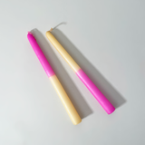 Cometa Home Reverse Two-Tone Taper Candles, Set of 2, Fuchsia & Butter