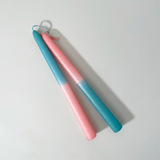 Cometa Home Reverse Two-Tone Taper Candles, Set of 2, Ocean & Blush
