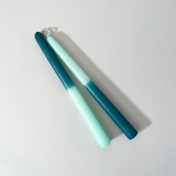 Cometa Home Reverse Two-Tone Taper Candles, Set of 2, Spearmint & Wintermint