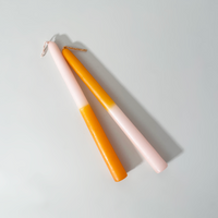 Cometa Home Reverse Two-Tone Taper Candles, Set of 2, Tangerine & Blush