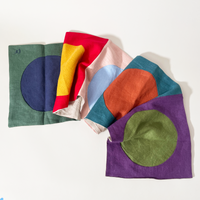 Danica Favorito Linen Table Runner with Circle Appliqué Design, Earth Tones