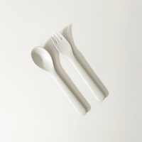 EKOBO Reusable Bamboo Fiber Cutlery Set, Light Gray