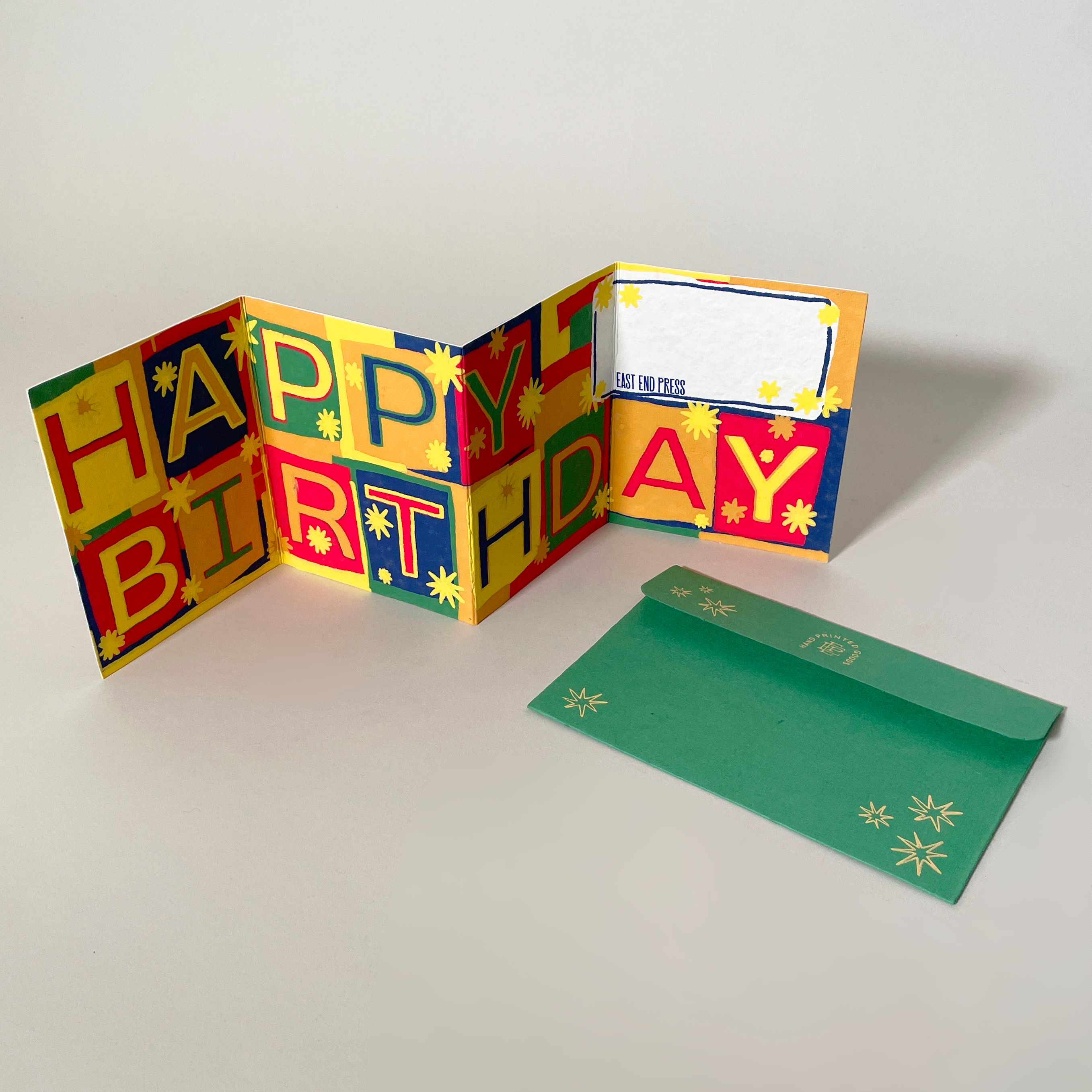 Happy Birthday Screen Printed Concertina Card