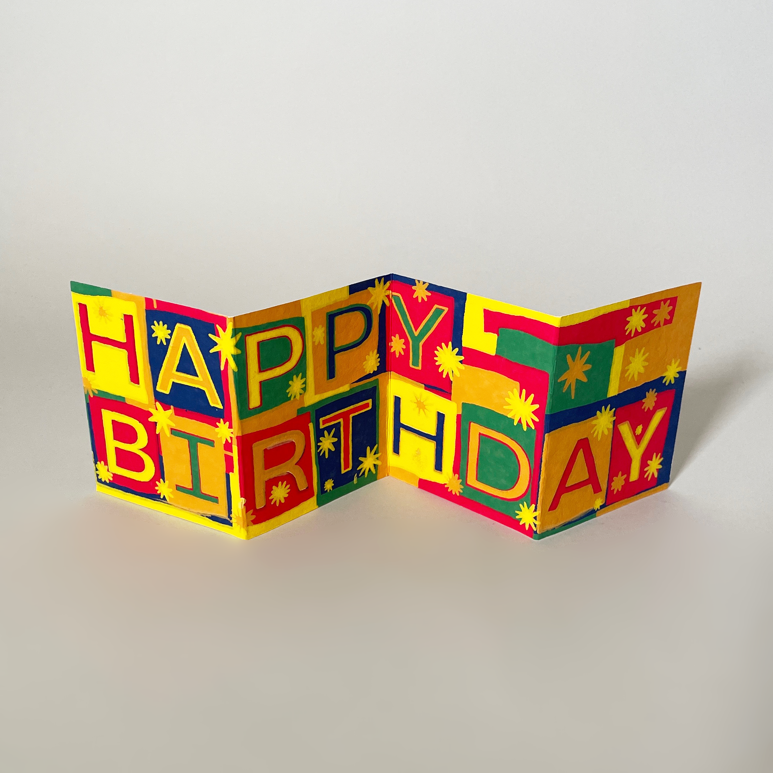 Happy Birthday Screen Printed Concertina Card