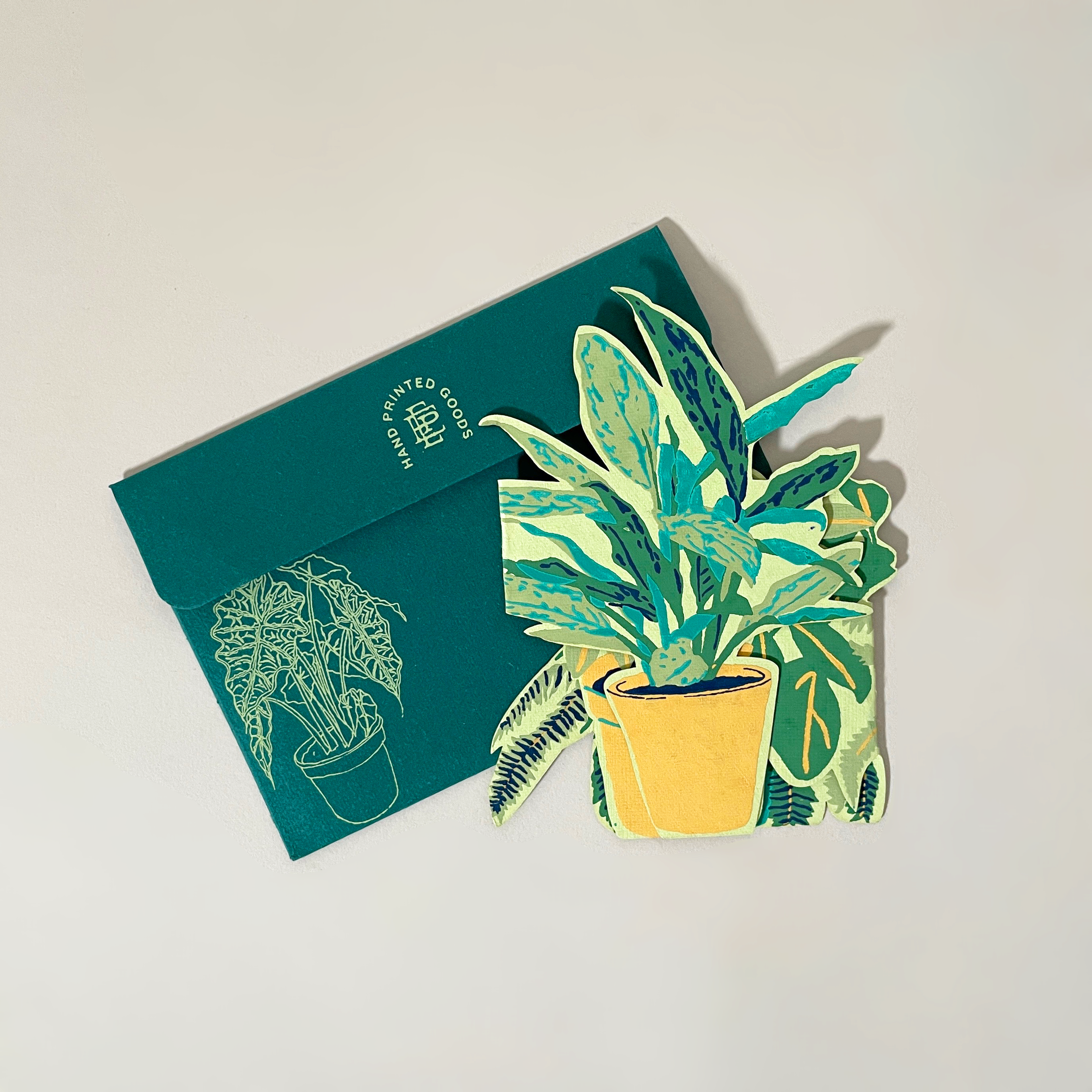 Potted Plants Screen Printed Concertina Card