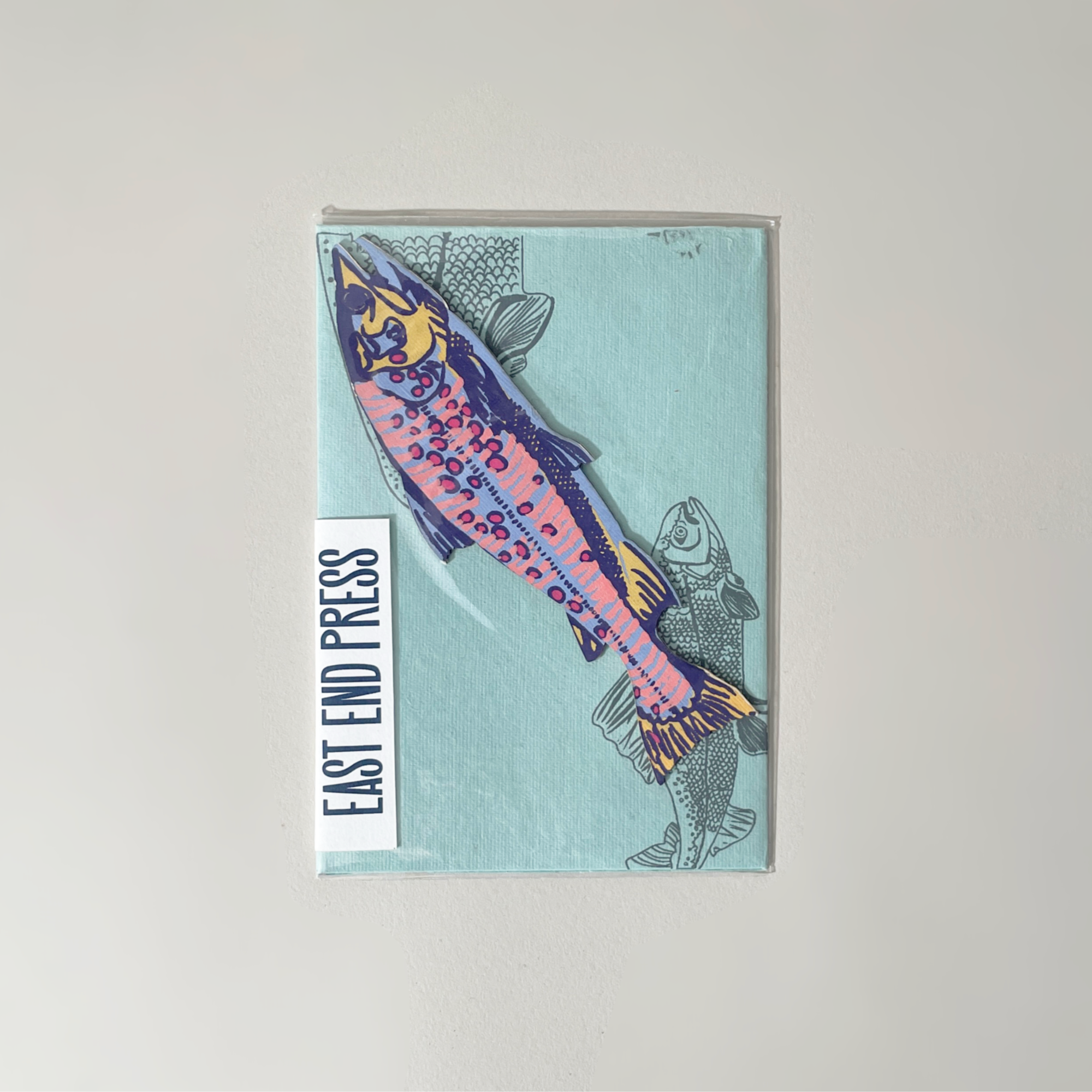 East End Press Screen Printed Trout Fish Greeting Card – Die-Cut, Recycled Paper