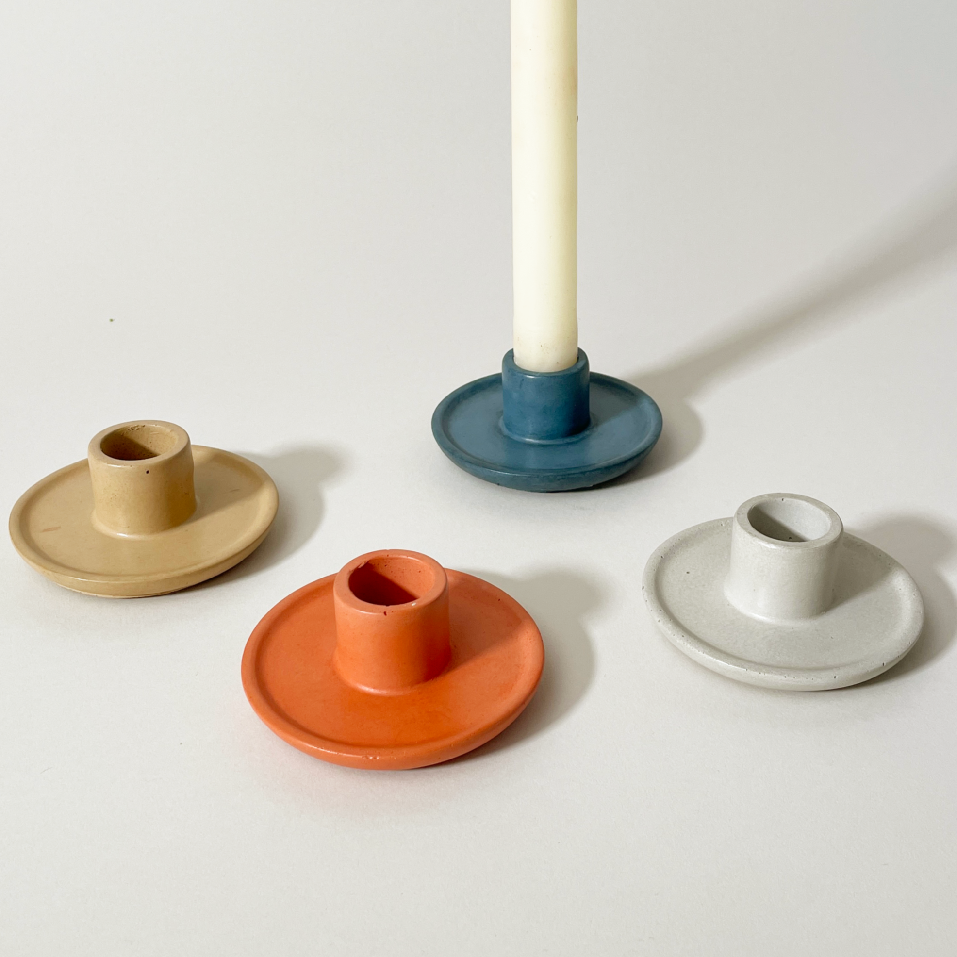 Ebb & Flow Colorful Cast Concrete Candle Holder