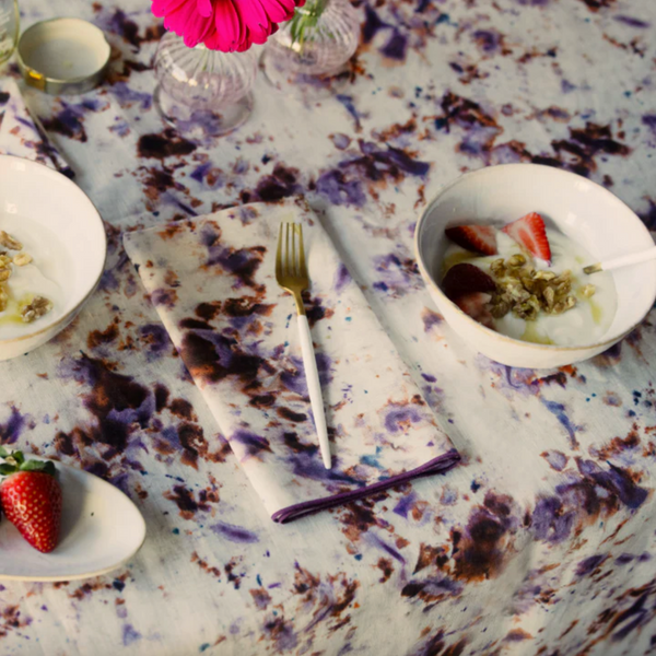 GOLDIE HOME Rose Marble Linen Tablecloth - 60" x 120"