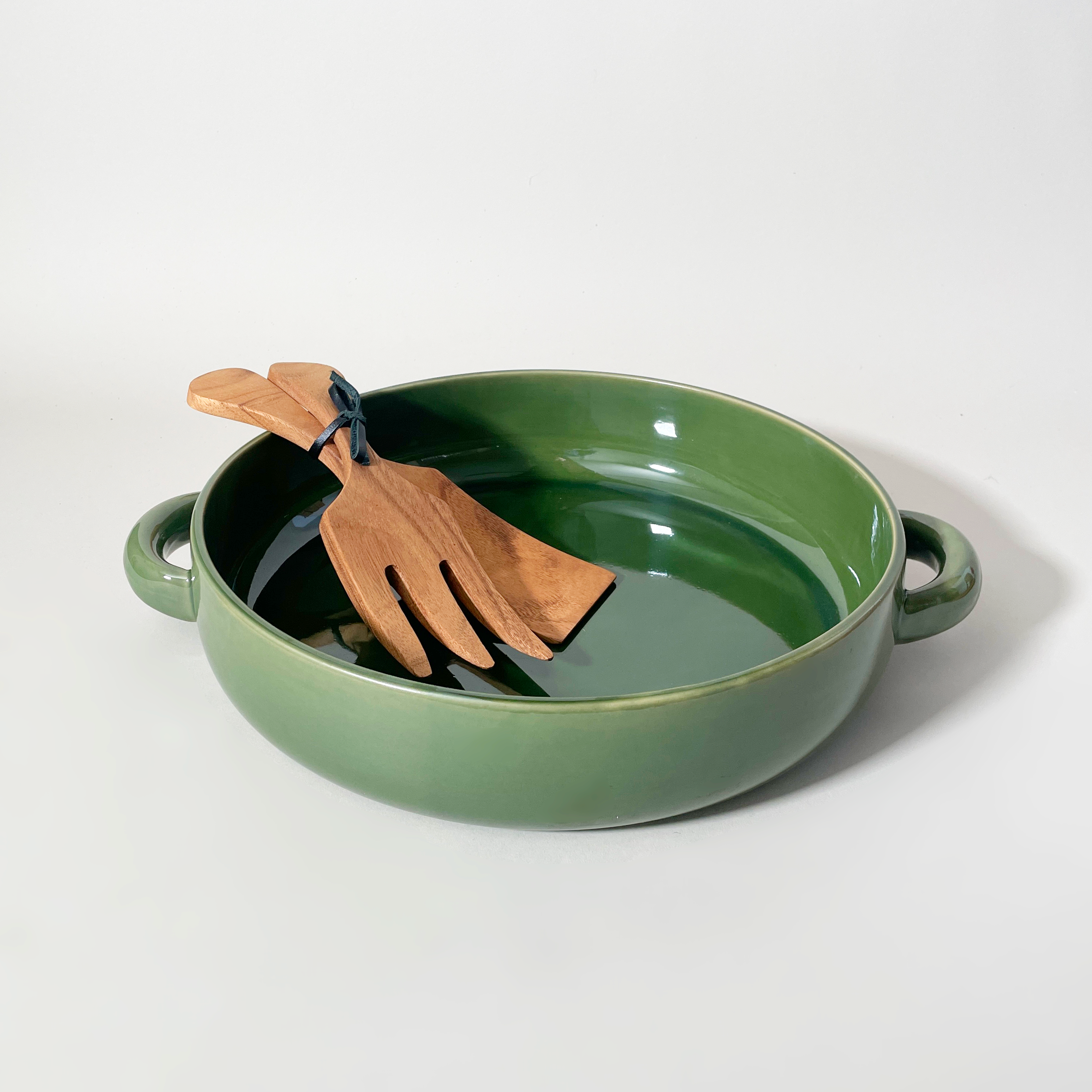 Large Handled Stoneware Serving Dish