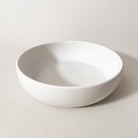 Gharyan Low Stoneware Serving Bowl, White