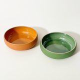 Gharyan Handmade Stoneware Tapas Bowls, Terracotta & Green