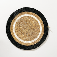Gone Rural UK Woven Raffia Placemats, Black/White/Natural