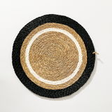Gone Rural UK Woven Raffia Placemats, Black/White/Natural