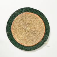 Gone Rural UK Woven Raffia Placemats, Green/Blush/Natural