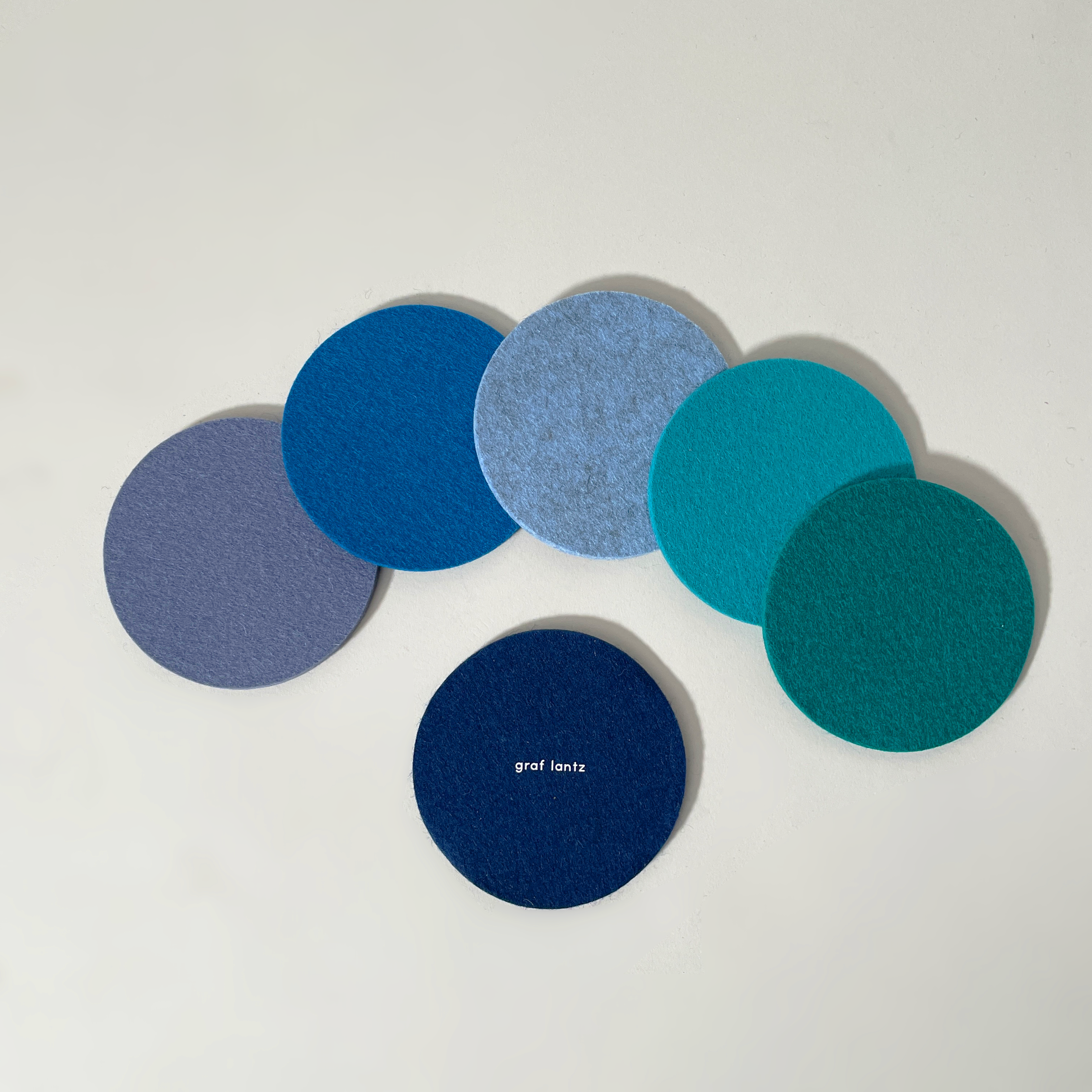 Ocean Hues Round Felt Coasters, Set of 6