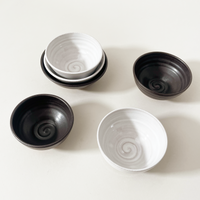 Gravesco Pottery Hand-Thrown Glazed "Artist Choice" Condiment Bowls, Black & White