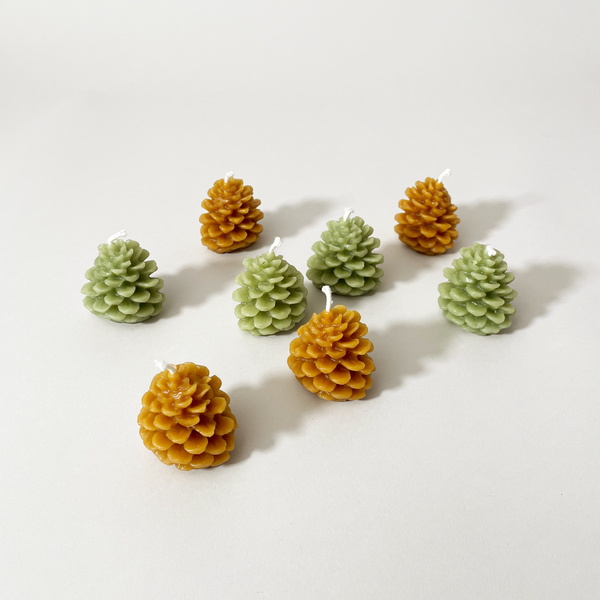Beeswax Pine Cone Candle Set